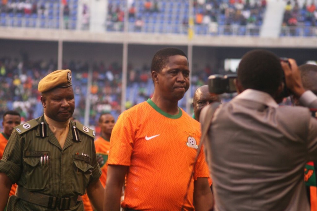 H.E. Edgar Lungu, president of Zambia watched from the stands